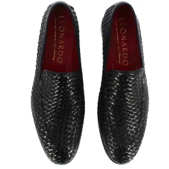 Mocassino Classico Da Uomo In Pelle Intrecciata Colore Blu