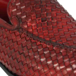 Mocassino Classico Da Uomo In Pelle Intrecciata Colore Rosso