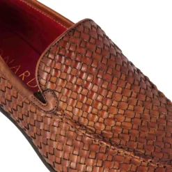 Mocassino Classico Da Uomo In Pelle Intrecciata Colore Marrone Chiaro