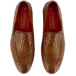 Mocassino Classico Da Uomo In Pelle Intrecciata Colore Marrone Chiaro