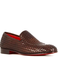 Mocassino Classico Da Uomo In Pelle Intrecciata Colore Marrone Scuro