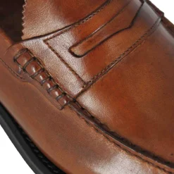 Mocassino College Con Bocca Di Leone Da Uomo In Pelle Colore Marrone