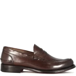 Mocassino College Con Bocca Di Leone Da Uomo In Pelle Colore Marrone Scuro