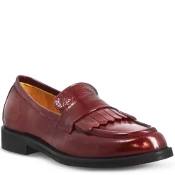 Mocassino Con Frange Da Donna In Pelle Lucida Colore Bordeaux Fatti A Mano In Italia