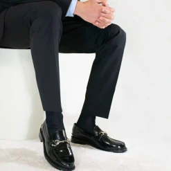 Mocassino Con Morsetto Da Uomo In Pelle Lucida Colore Nero