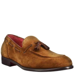 Mocassino Con Nappine Da Uomo In Pelle Scamosciata Colore Marrone Chiaro