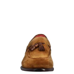 Mocassino Con Nappine Da Uomo In Pelle Scamosciata Colore Marrone Chiaro