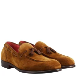 Mocassino Con Nappine Da Uomo In Pelle Scamosciata Colore Marrone Chiaro