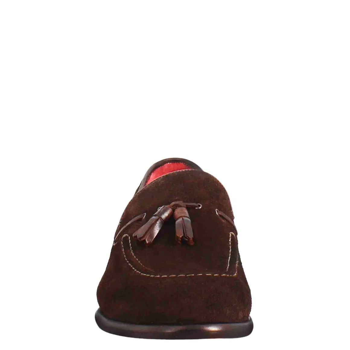 Mocassino Con Nappine Da Uomo In Pelle Scamosciata Colore Marrone Scuro