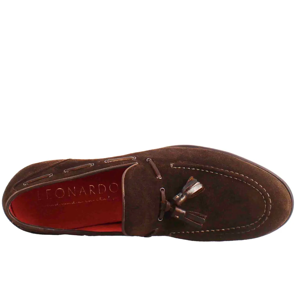 Mocassino Con Nappine Da Uomo In Pelle Scamosciata Colore Marrone Scuro