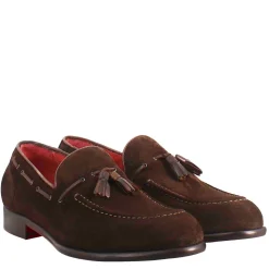 Mocassino Con Nappine Da Uomo In Pelle Scamosciata Colore Marrone Scuro