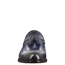 Mocassino Con Nappine Da Uomo In Pelle Colore Blu Scuro