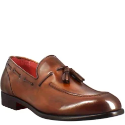 Mocassino Con Nappine Da Uomo In Pelle Colore Marrone Chiaro