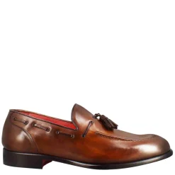 Mocassino Con Nappine Da Uomo In Pelle Colore Marrone Chiaro