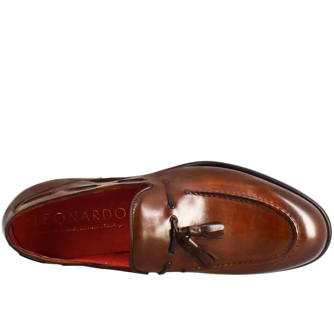Mocassino Con Nappine Da Uomo In Pelle Colore Marrone Chiaro