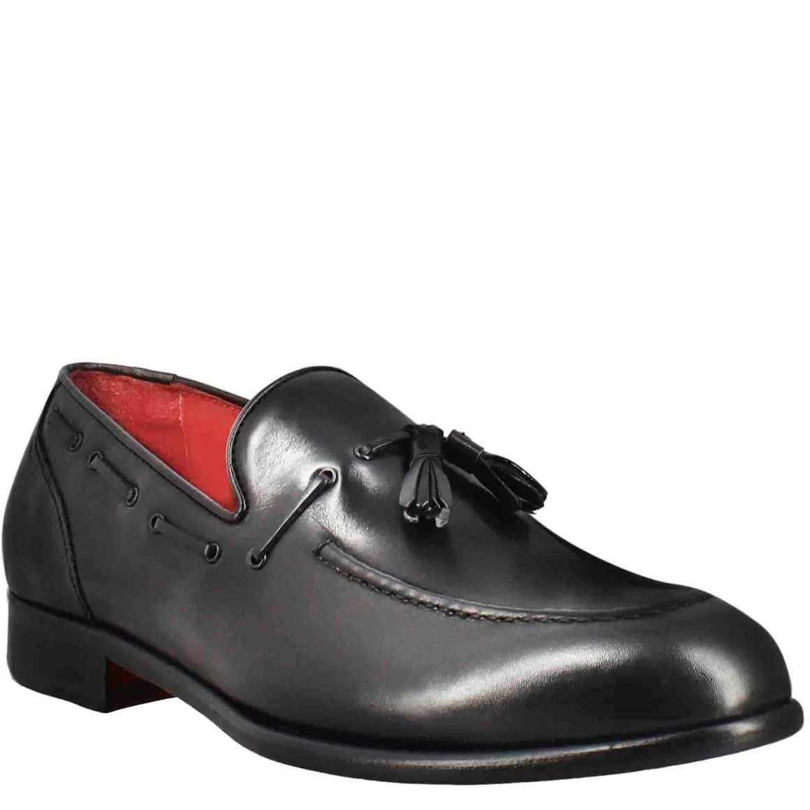 Mocassino Con Nappine Da Uomo In Pelle Colore Nero