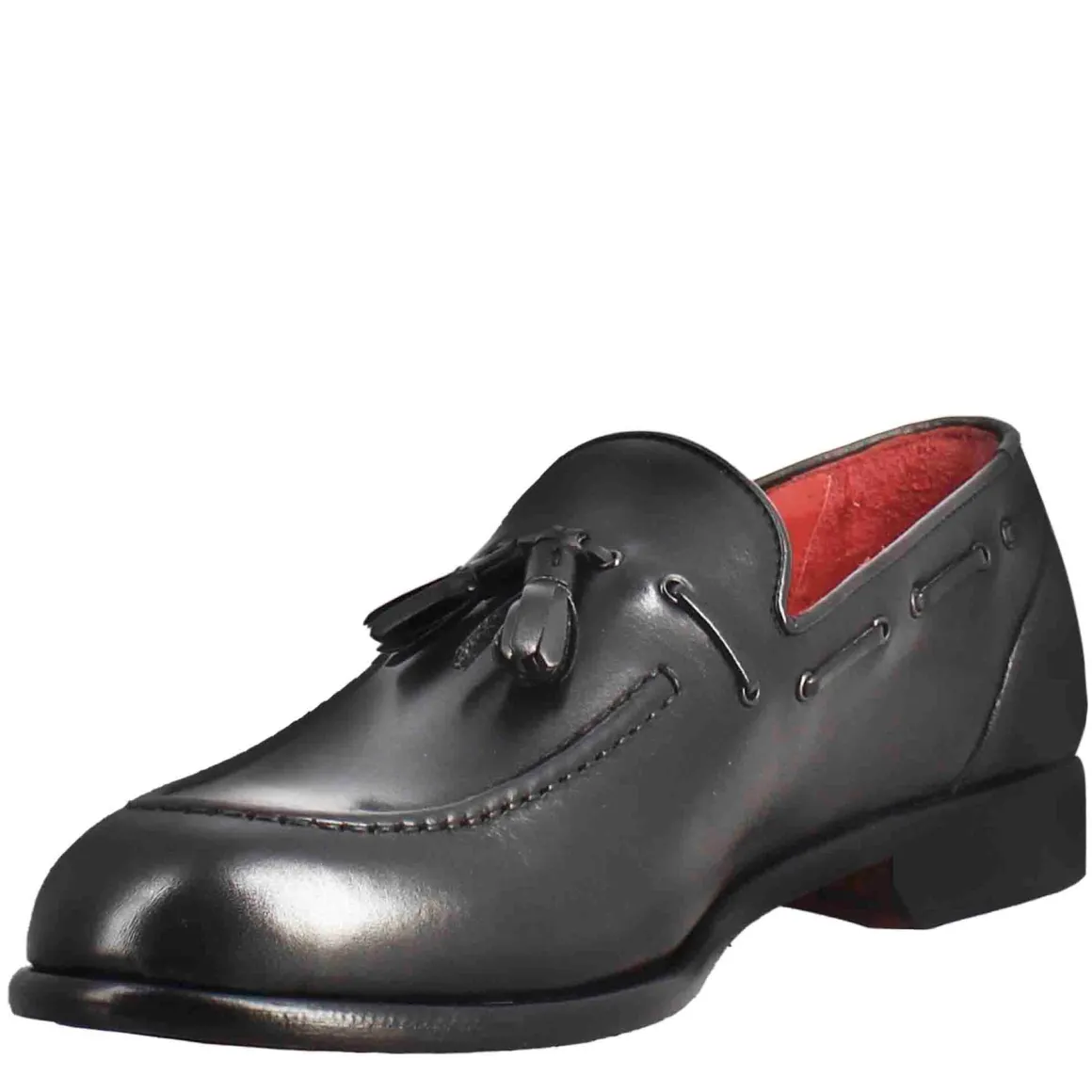 Mocassino Con Nappine Da Uomo In Pelle Colore Nero