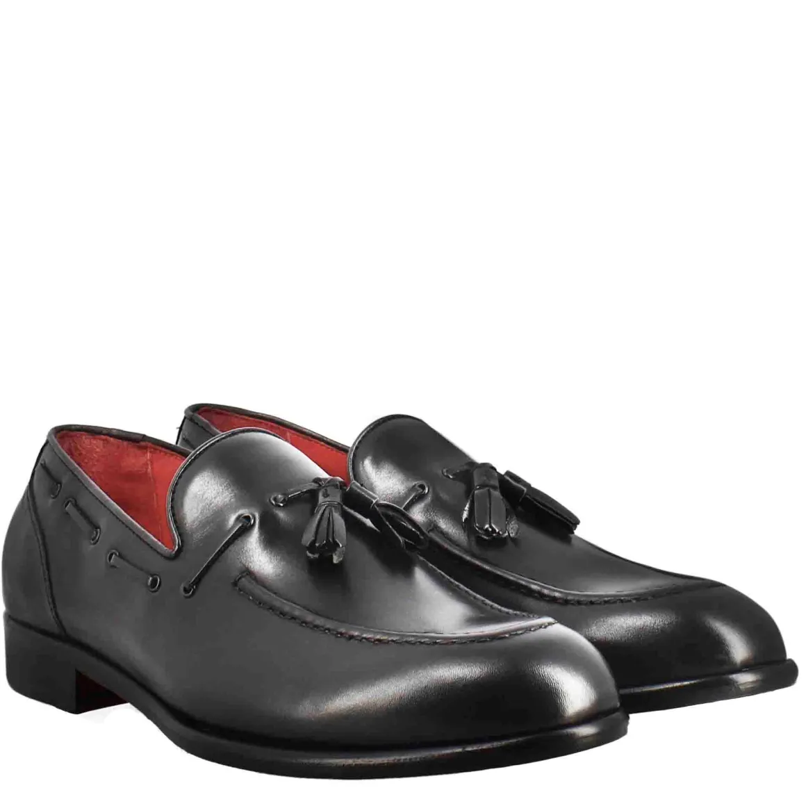 Mocassino Con Nappine Da Uomo In Pelle Colore Nero