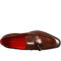 Mocassino Con Nappine Da Uomo In Pelle Colore Marrone Con Punta Squadrata