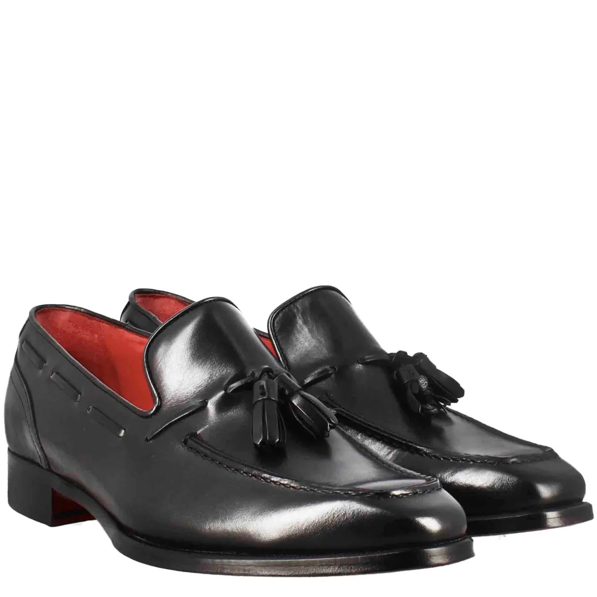 Mocassino Con Nappine Da Uomo In Colore Nero Con Punta Squadrata