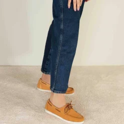 Mocassino Da Barca Da Donna In Camoscio Colore Giallo
