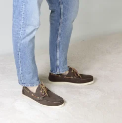 Mocassino Da Barca Da Uomo In Camoscio Colore Marrone Scuro