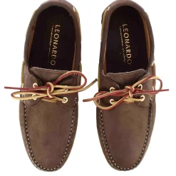 Mocassino Da Barca Da Uomo In Camoscio Colore Marrone Scuro