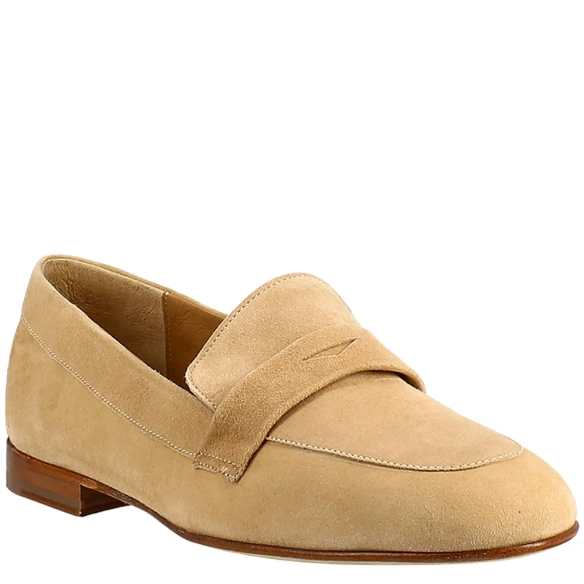Mocassino Da Donna A Sacchetto In Camoscio Beige