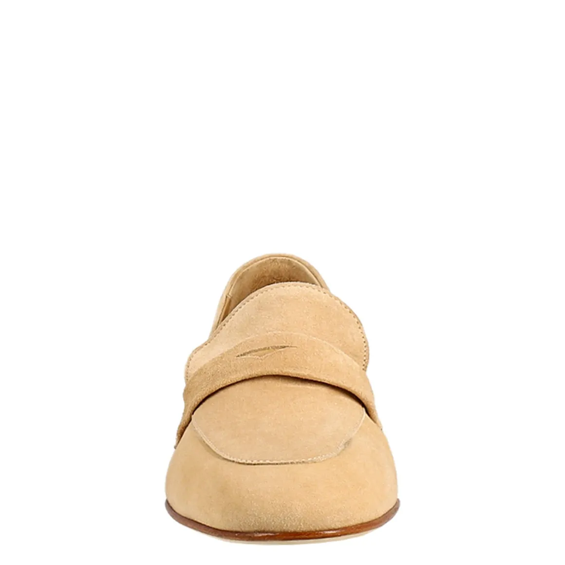 Mocassino Da Donna A Sacchetto In Camoscio Beige