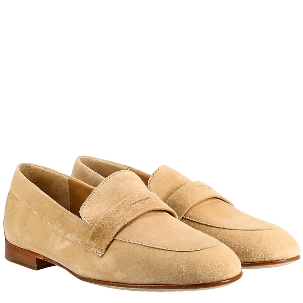 Mocassino Da Donna A Sacchetto In Camoscio Beige