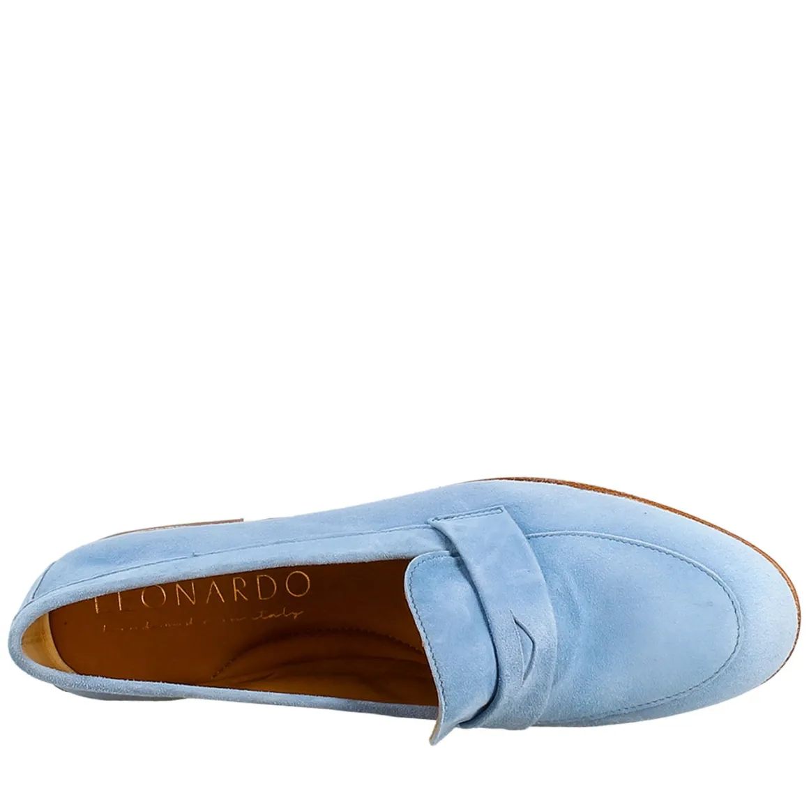 Mocassino Da Donna A Sacchetto In Camoscio Celeste