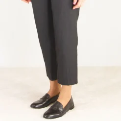 Mocassino Da Donna Classico In Pelle Colore Nero Fatti A Mano