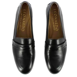 Mocassino Da Donna Classico In Pelle Colore Nero Fatti A Mano