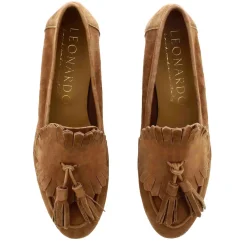 Mocassino Da Donna Classico In Pelle Scamosciata Con Nappine Colore Marrone