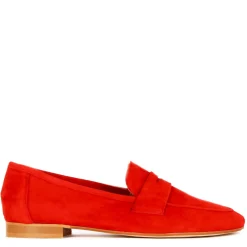 Mocassino Da Donna Classico In Pelle Scamosciata Colore Rosso