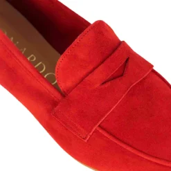 Mocassino Da Donna Classico In Pelle Scamosciata Colore Rosso