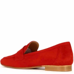 Mocassino Da Donna Classico In Pelle Scamosciata Colore Rosso