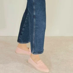 Mocassino Da Donna Classico In Pelle Scamosciata Colore Rosa