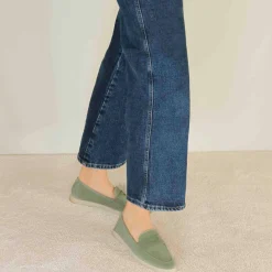 Mocassino Da Donna Classico In Pelle Scamosciata Colore Verde