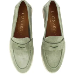 Mocassino Da Donna Classico In Pelle Scamosciata Colore Verde