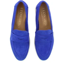 Mocassino Da Donna Classico In Pelle Scamosciata Colore Blu
