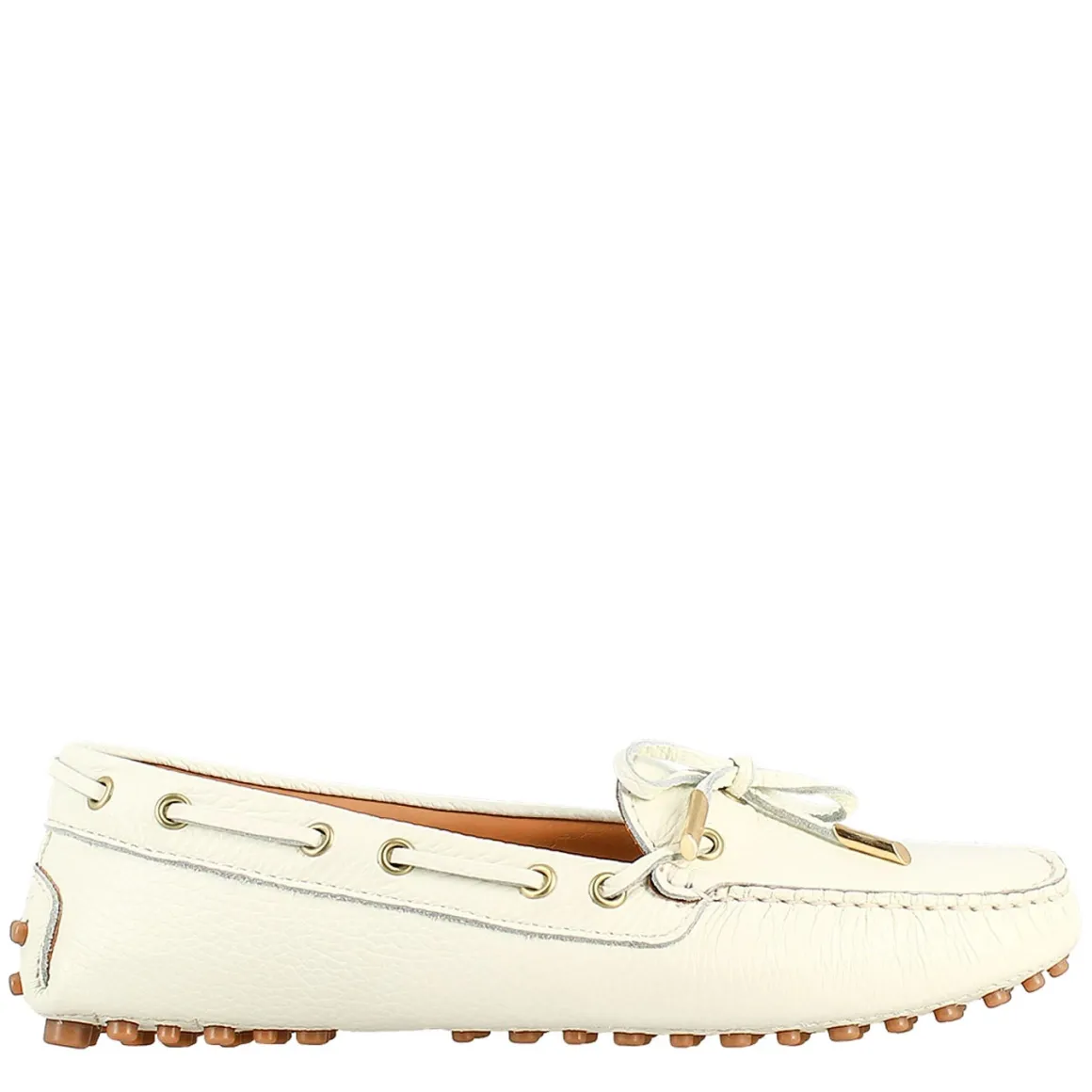 Mocassino Da Donna Con Lacci In Pelle Bianco