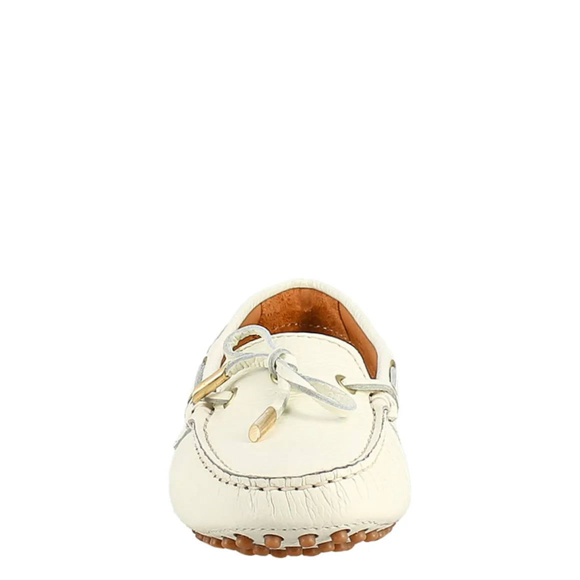 Mocassino Da Donna Con Lacci In Pelle Bianco