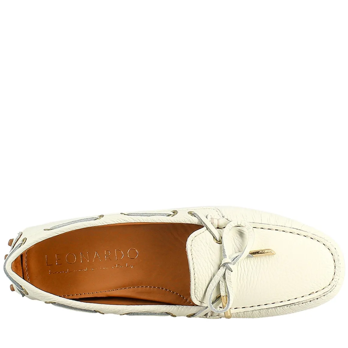 Mocassino Da Donna Con Lacci In Pelle Bianco