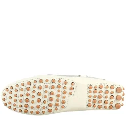 Mocassino Da Donna Con Lacci In Pelle Bianco