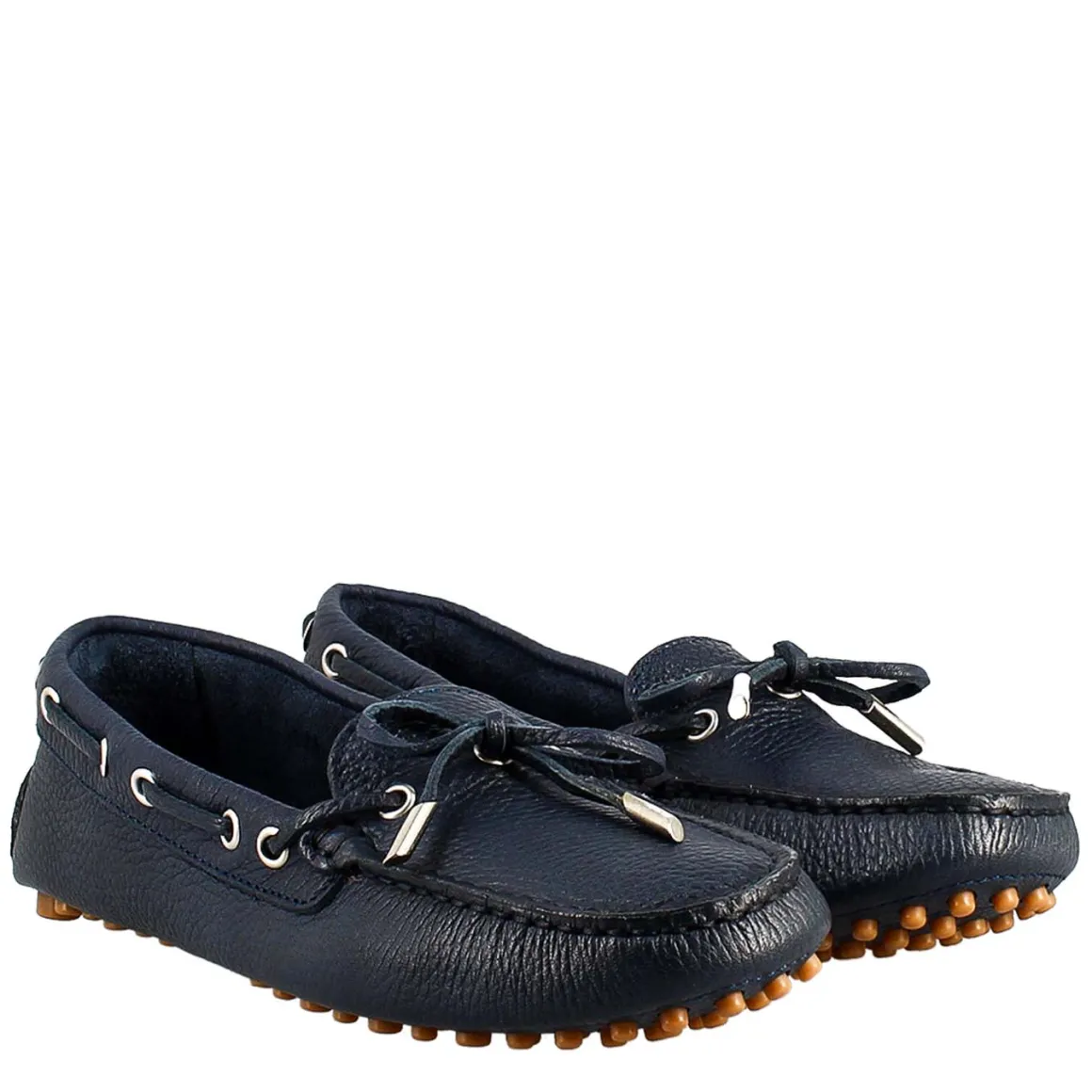 Mocassino Da Donna Con Lacci In Pelle Blu