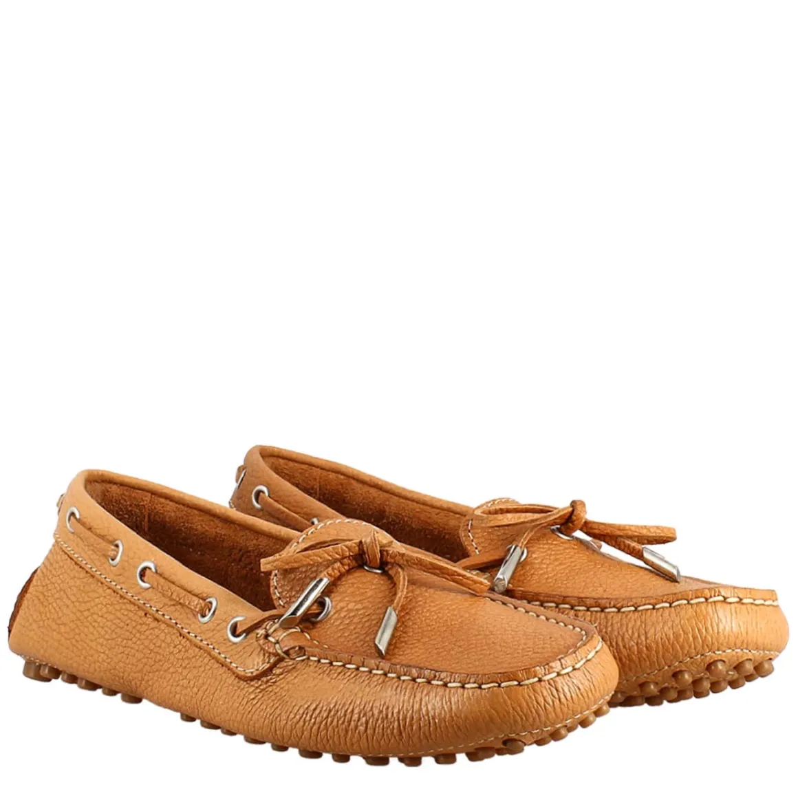 Mocassino Da Donna Con Lacci In Pelle Marrone