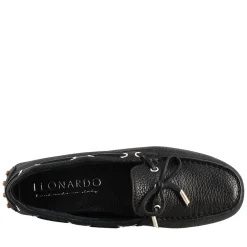 Mocassino Da Donna Con Lacci In Pelle Nero