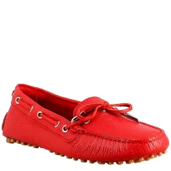 Mocassino Da Donna Con Lacci In Pelle Rosso