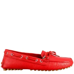 Mocassino Da Donna Con Lacci In Pelle Rosso